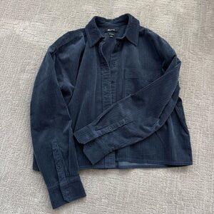 Madewell cropped Navy Corduroy Button-Up Shirt